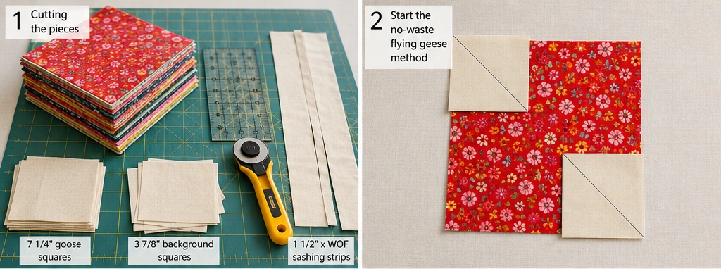 Striking Flying Geese Layer Cake Quilt for Directional Design