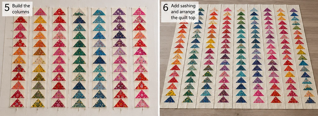 Striking Flying Geese Layer Cake Quilt for Directional Design