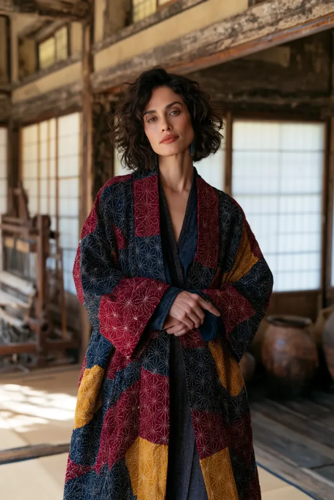 Traditional Asanoha Pattern Sashiko Jacket for Artful Detail