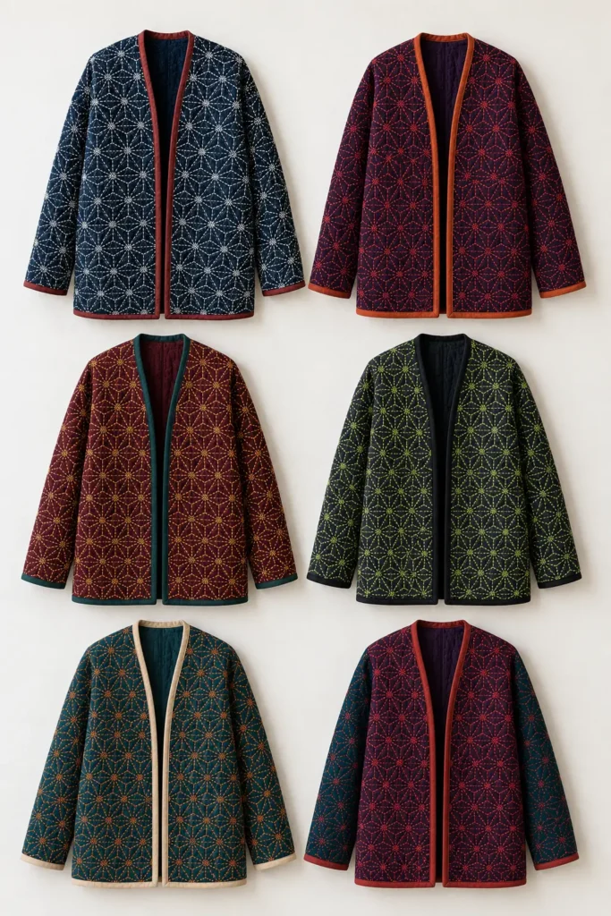 Traditional Asanoha Pattern Sashiko Jacket for Artful Detail
