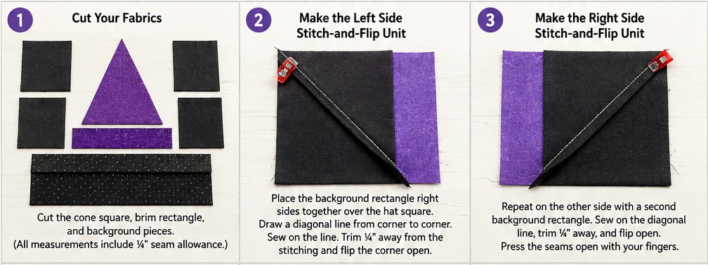 Witch Hat Quilt Block Patterns for Spooky Charm