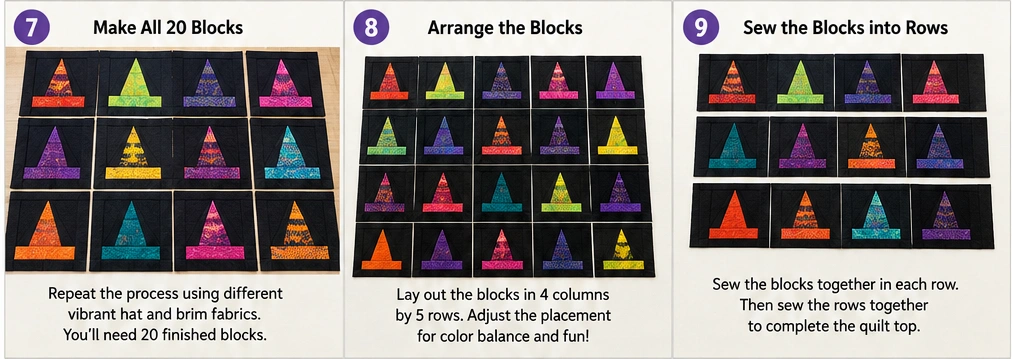 Witch Hat Quilt Block Patterns for Spooky Charm