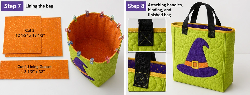 Witch Hat Quilted Halloween Treat Bags for Kids