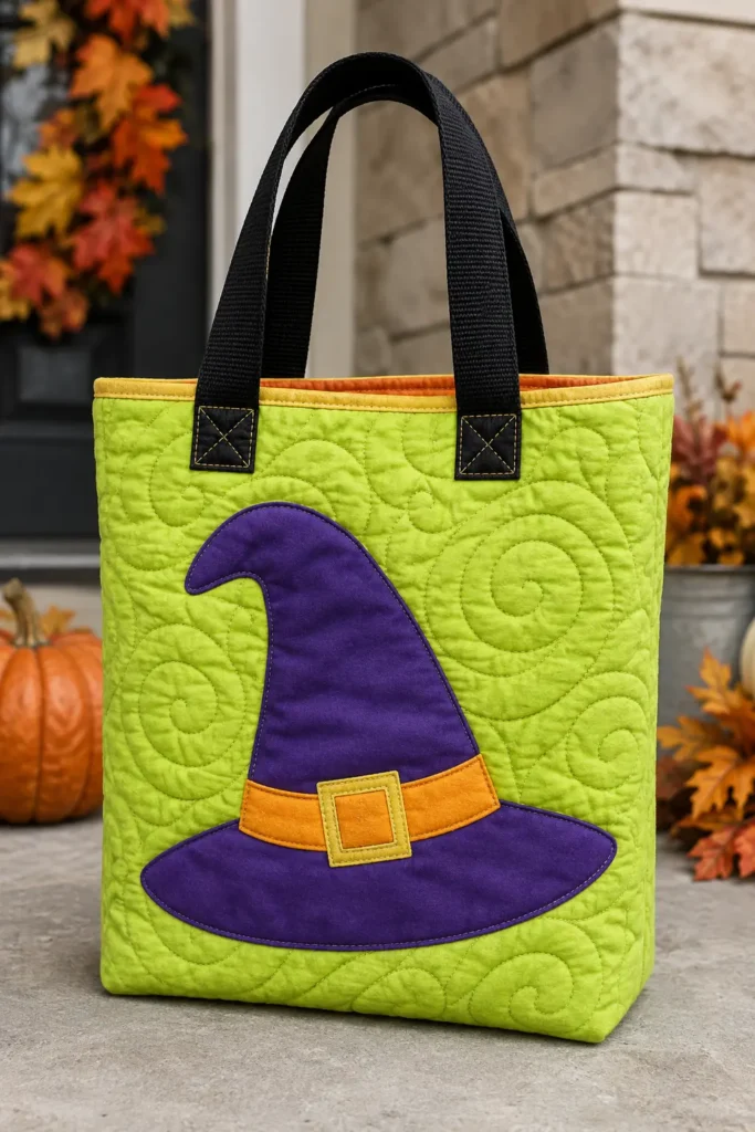 Witch Hat Quilted Halloween Treat Bags for Kids