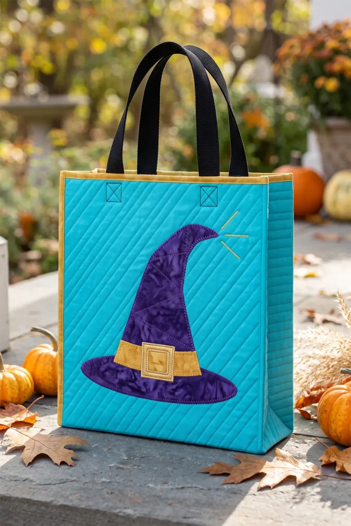 Witch Hat Quilted Halloween Treat Bags for Kids