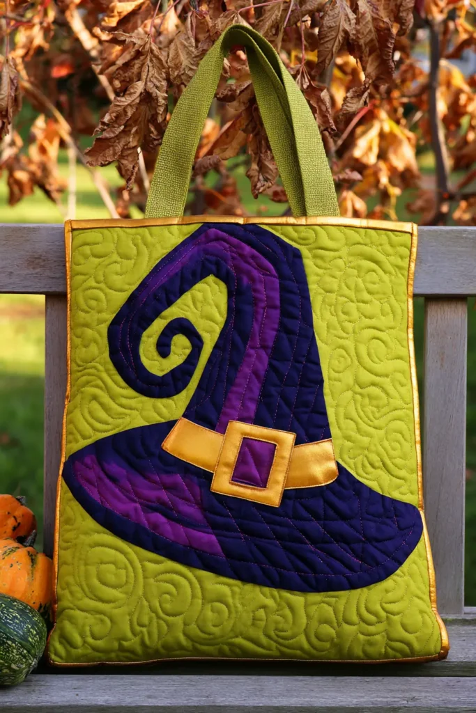 Witch Hat Quilted Halloween Treat Bags for Kids