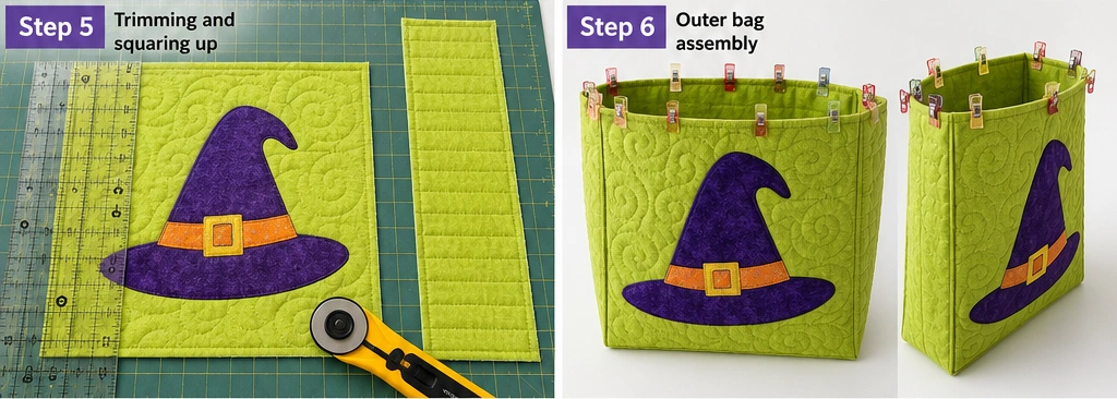 Witch Hat Quilted Halloween Treat Bags for Kids