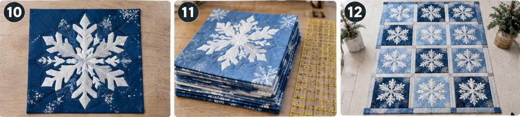 Blue and Silver Snowflake Quilted Christmas Throw