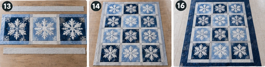 Blue and Silver Snowflake Quilted Christmas Throw