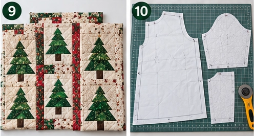 Christmas Tree Patchwork Quilted Jacket