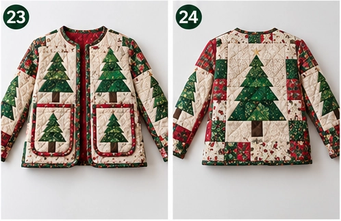 Christmas Tree Patchwork Quilted Jacket