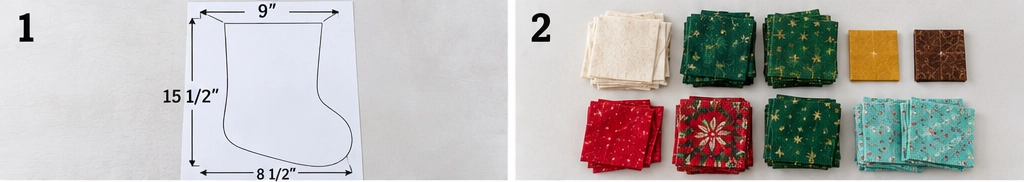 Christmas Tree Patchwork Quilted Stocking