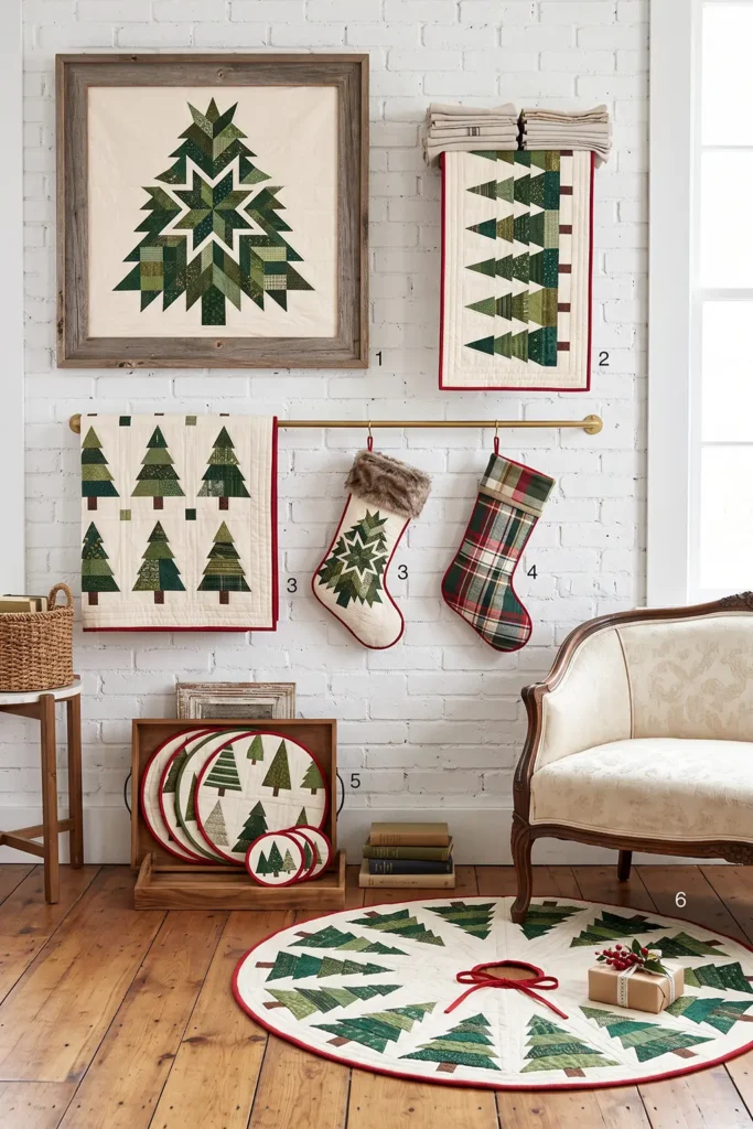 Christmas Tree Patchwork Quilted Throw
