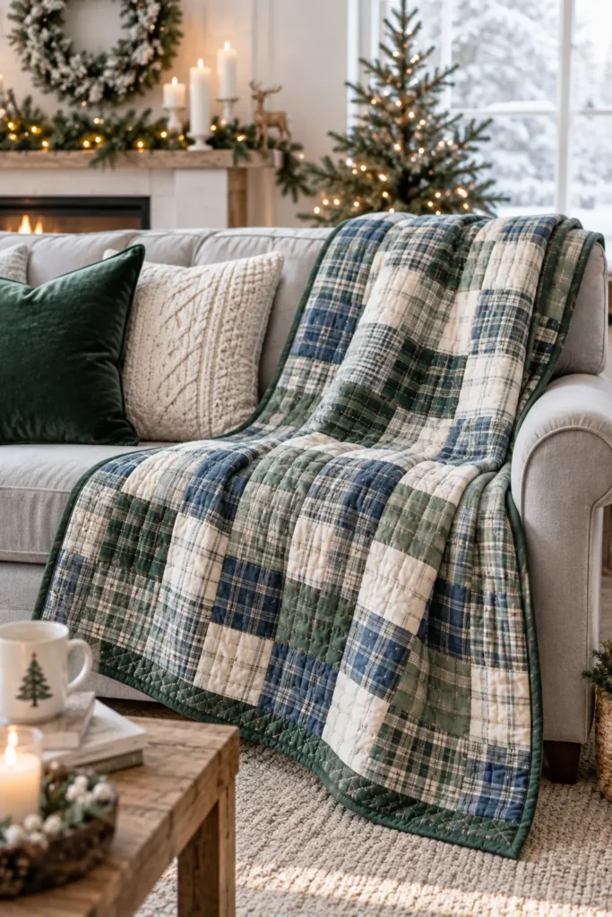 Christmas Tree Patchwork Quilted Throw