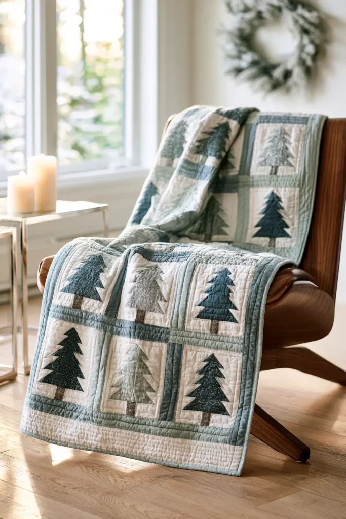Christmas Tree Patchwork Quilted Throw