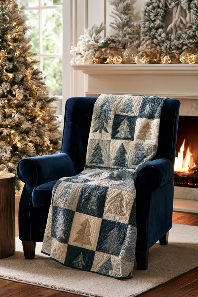 Christmas Tree Patchwork Quilted Throw