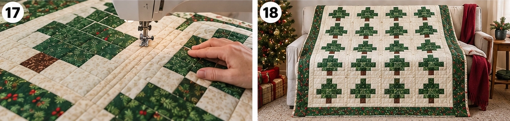 Christmas Tree Patchwork Quilted Throw