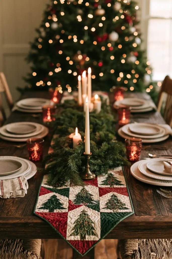 Christmas Tree Quilted Table Runner