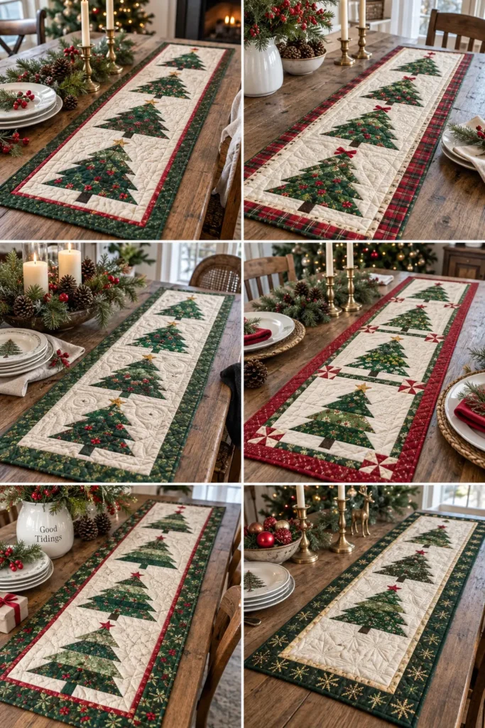 Christmas Tree Quilted Table Runner