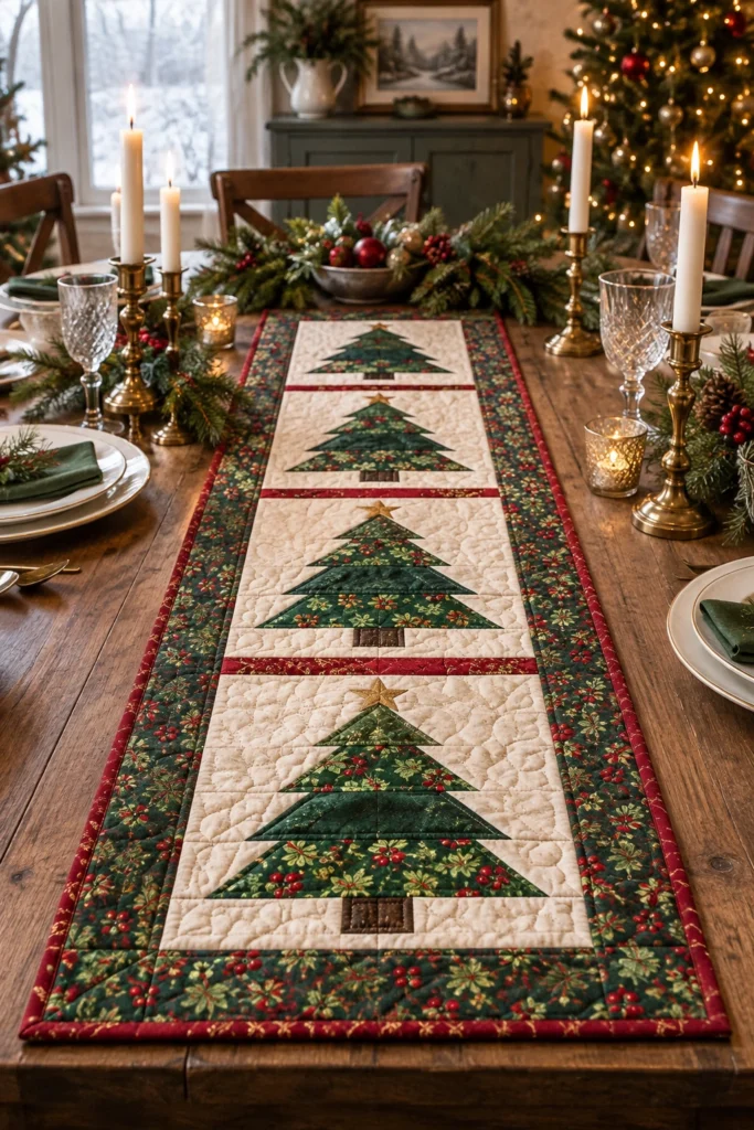 Christmas Tree Quilted Table Runner