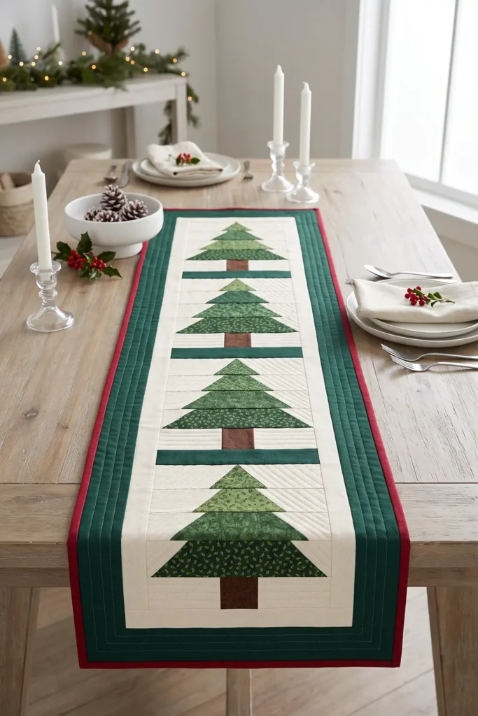 Christmas Tree Quilted Table Runner