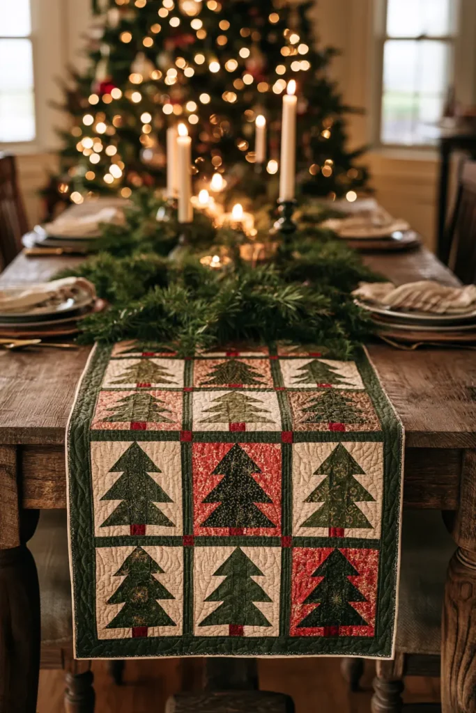 Christmas Tree Quilted Table Runner
