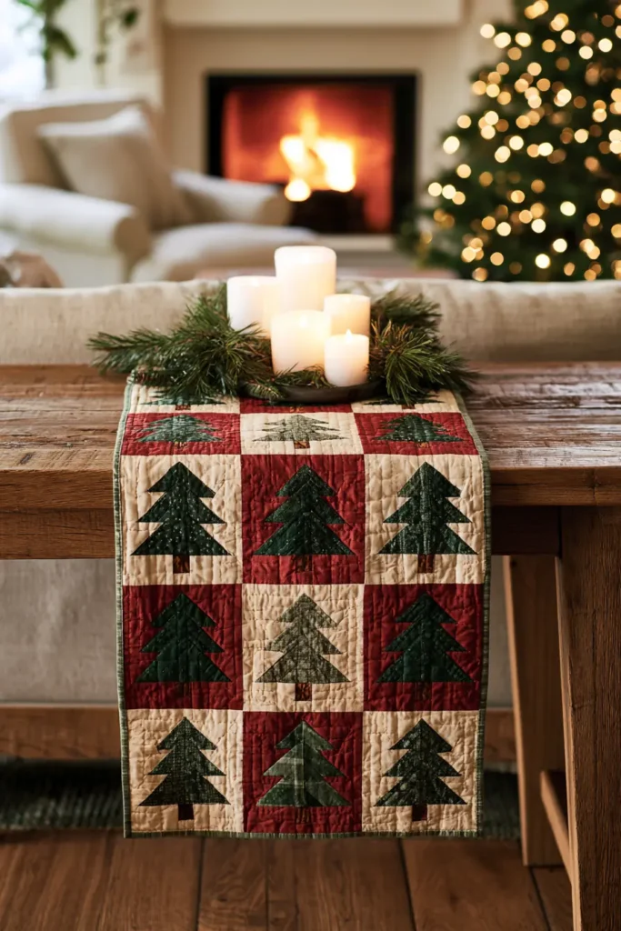 Christmas Tree Quilted Table Runner
