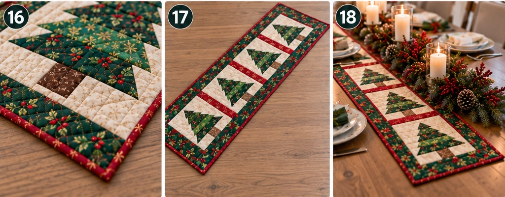 Christmas Tree Quilted Table Runner