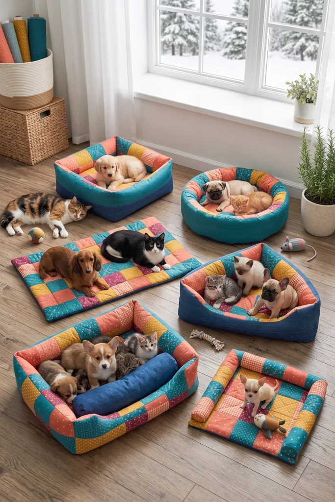 Classic Patchwork Quilted Cat Bed