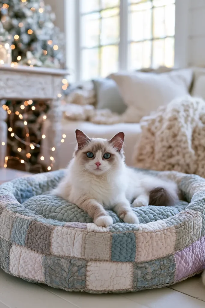 Classic Patchwork Quilted Cat Bed