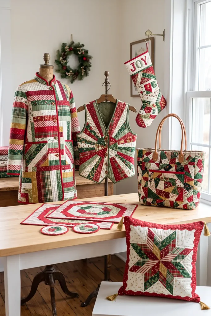 Classic Red and Green Jelly Roll Christmas Jacket