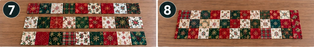 Classic Red and Green Patchwork Christmas Table Runner