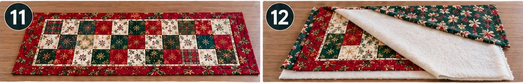 Classic Red and Green Patchwork Christmas Table Runner