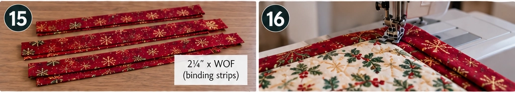 Classic Red and Green Patchwork Christmas Table Runner