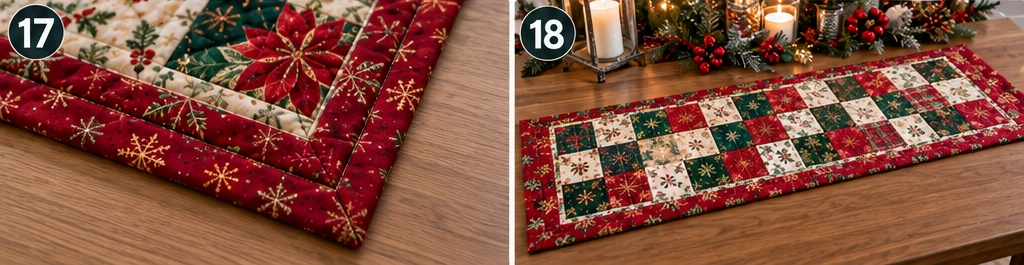 Classic Red and Green Patchwork Christmas Table Runner