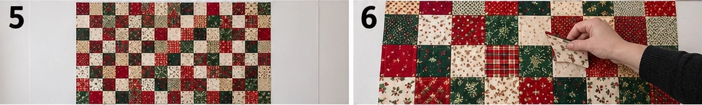 Classic Red and Green Patchwork Christmas Throw Quilt