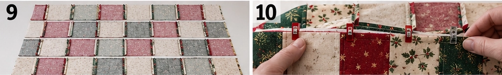 Classic Red and Green Patchwork Christmas Throw Quilt
