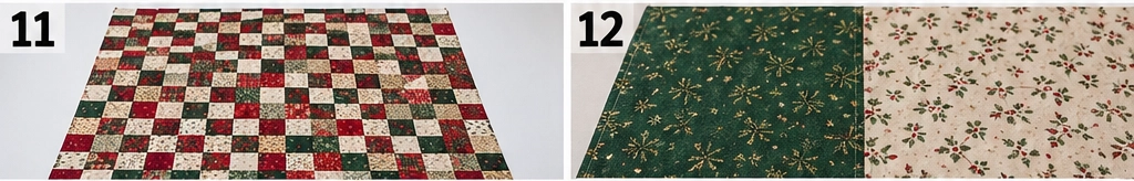 Classic Red and Green Patchwork Christmas Throw Quilt