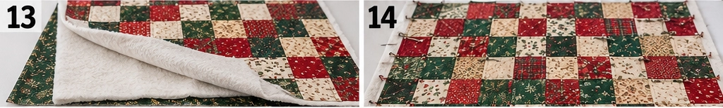 Classic Red and Green Patchwork Christmas Throw Quilt