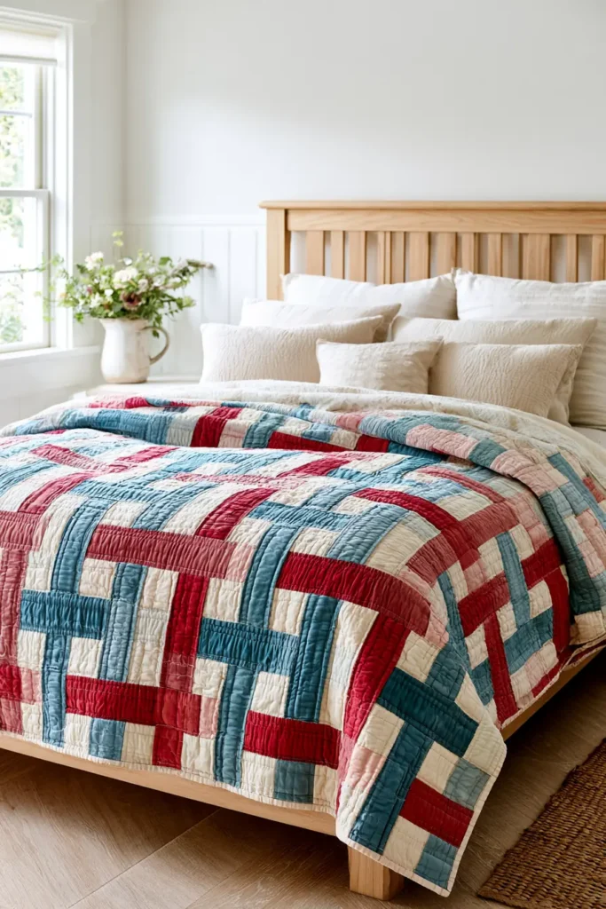 Classic Three-Strip Rail Fence Quilt
