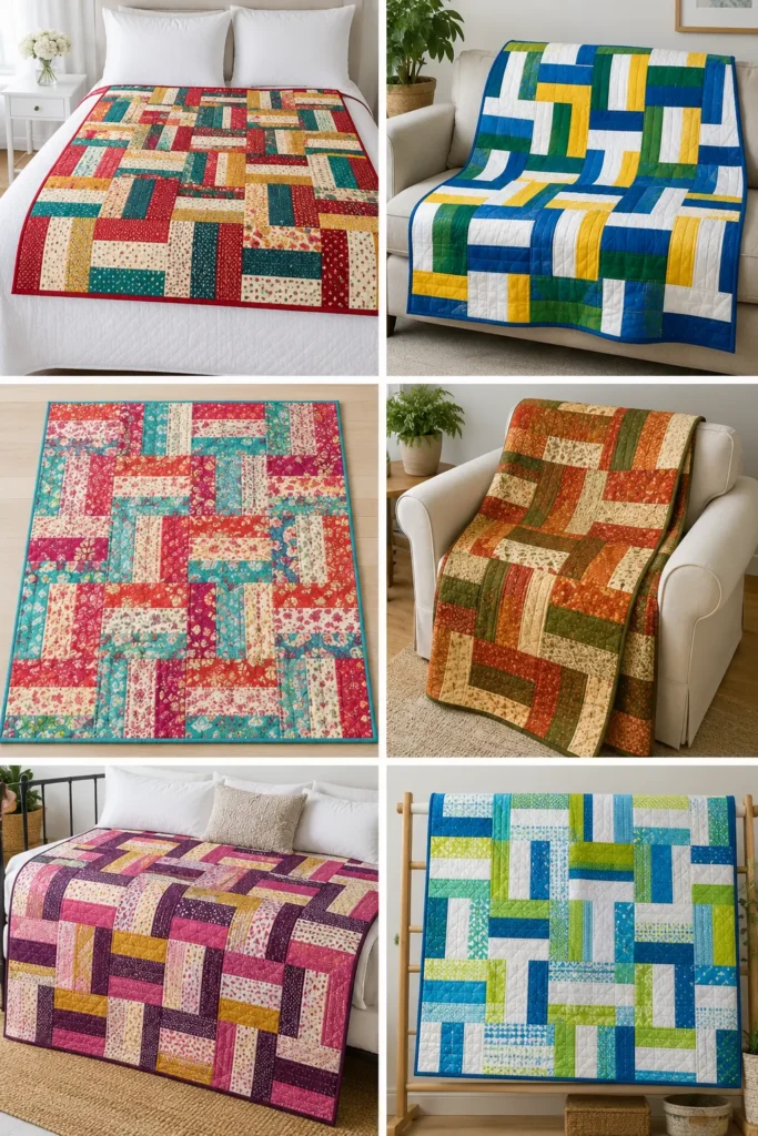 Classic Three-Strip Rail Fence Quilt