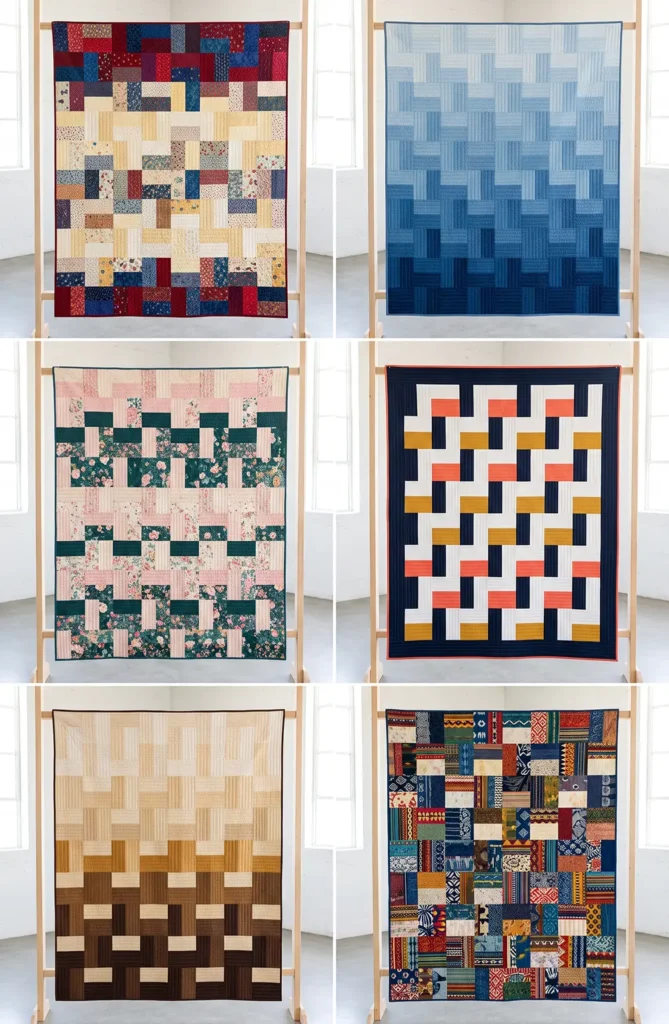 Classic Three-Strip Rail Fence Quilt