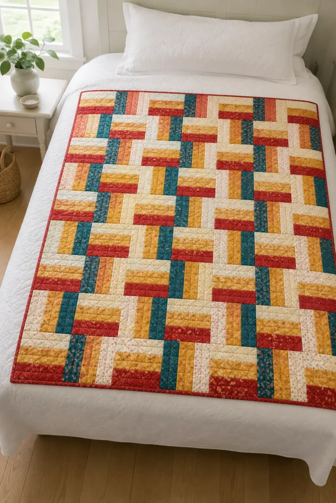 Classic Three-Strip Rail Fence Quilt