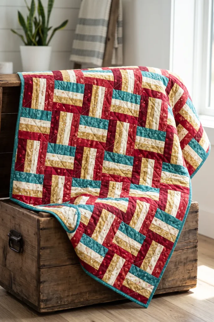 Classic Three-Strip Rail Fence Quilt