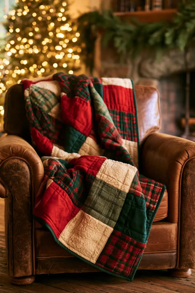 Cozy Plaid Flannel Quilted Christmas Throw
