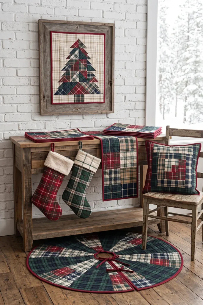 Cozy Plaid Flannel Quilted Christmas Throw