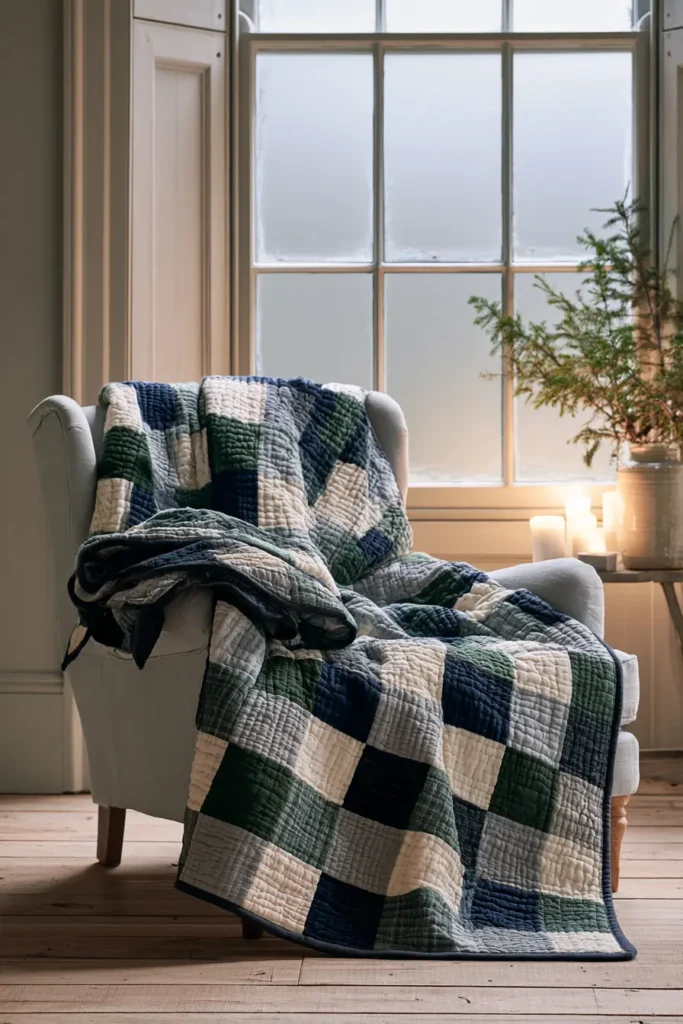 Cozy Plaid Flannel Quilted Christmas Throw