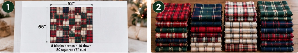 Cozy Plaid Flannel Quilted Christmas Throw
