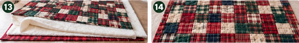 Cozy Plaid Flannel Quilted Christmas Throw