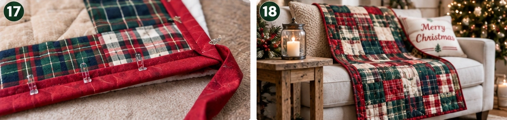Cozy Plaid Flannel Quilted Christmas Throw